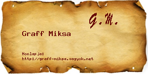 Graff Miksa névjegykártya
